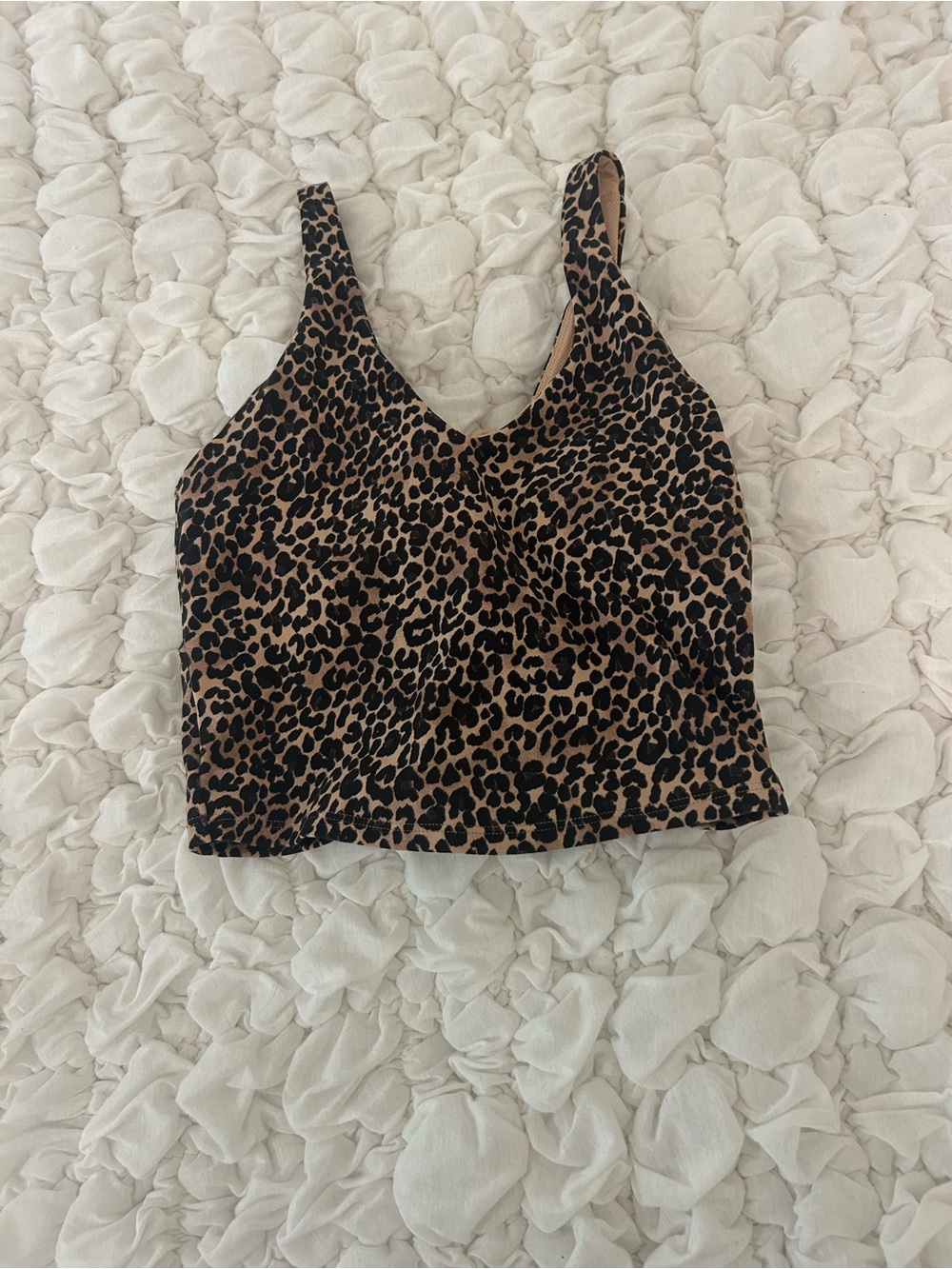 Leopard Print V-Neck Cropped Tank Top - Brown/Black